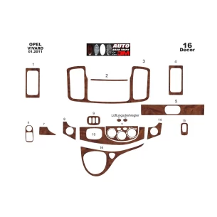 Opel Vivaro 01.2011 3D Interior Dashboard Trim Kit Dash Trim Dekor 16-Parts 2