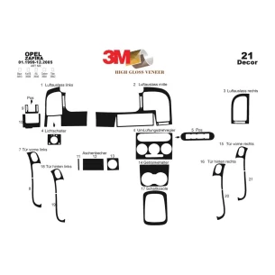 Opel Zafira A 01.99-12.05 3D Interior Dashboard Trim Kit Dash Trim Dekor 21-Parts 2