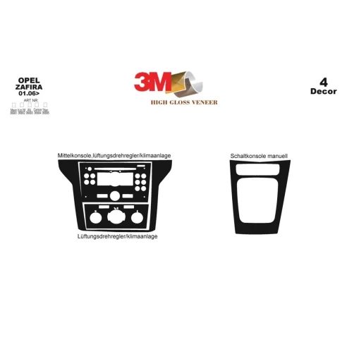 Opel Zafira B 01.06-12.10 3D Interior Dashboard Trim Kit Dash Trim Dekor 4-Parts