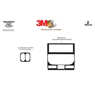 Peugeot 1007 04.2005 3D Interior Dashboard Trim Kit Dash Trim Dekor 2-Parts 2