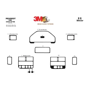 Peugeot 106 04.91-07.96 3D Interior Dashboard Trim Kit Dash Trim Dekor 12-Parts 2