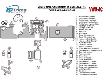 Volkswagen Beetle 1998-2001 Full Set, Without Armrest, 32 Parts set, Interior BD Dash Trim Kit - 3 - Interior Dash Trim Kit