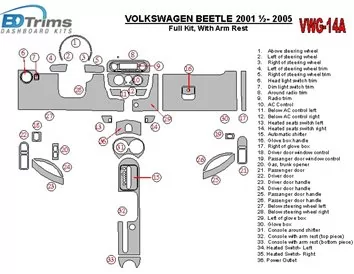 Volkswagen Beetle 2001-2005 Full Set Interior BD Dash Trim Kit - 3 - Interior Dash Trim Kit