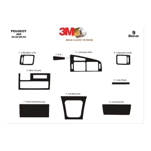 Peugeot 405 09.92-06.95 3D Interior Dashboard Trim Kit Dash Trim Dekor 9-Parts 2