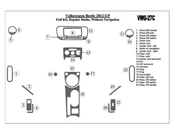 Volkswagen Beetle 2012-UP Full Set, Standart Audio, Without NAVI Interior BD Dash Trim Kit - 1 - Interior Dash Trim Kit