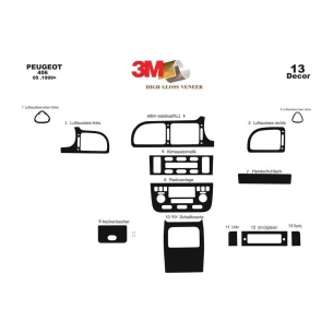 Peugeot 406 06.99-05.05 3D Interior Dashboard Trim Kit Dash Trim Dekor 13-Parts 2