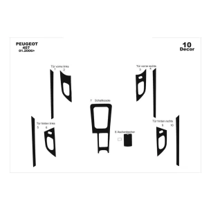 Peugeot 407 Doors 06.05-12.10 3D Interior Dashboard Trim Kit Dash Trim Dekor 10-Parts 2