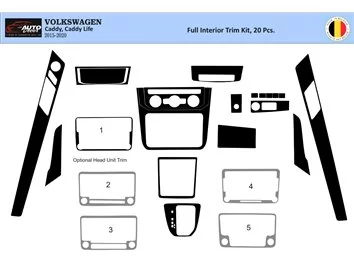 Volkswagen Caddy 09.2015 3D Interior Dashboard Trim Kit Dash Trim Dekor 20-Parts