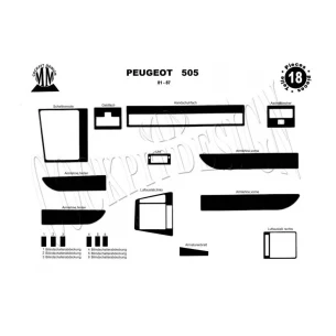 Peugeot 505 01.81-12.87 3D Interior Dashboard Trim Kit Dash Trim Dekor 18-Parts 2