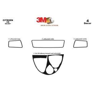 Peugeot 807 02.2002 3D Interior Dashboard Trim Kit Dash Trim Dekor 4-Parts 2