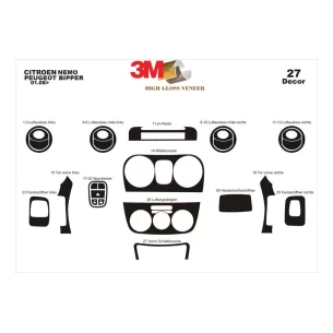 Peugeot Bipper 01.2008 3D Interior Dashboard Trim Kit Dash Trim Dekor 27-Parts 2