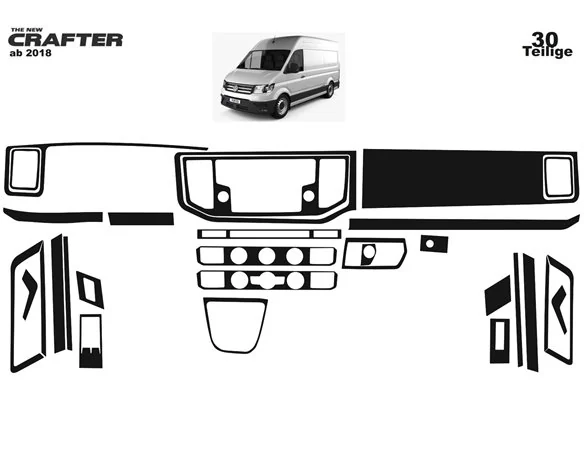 Volkswagen Crafter 2019 3D Interior Dashboard Trim Kit Dash Trim Dekor 30-Parts - 1 - Interior Dash Trim Kit