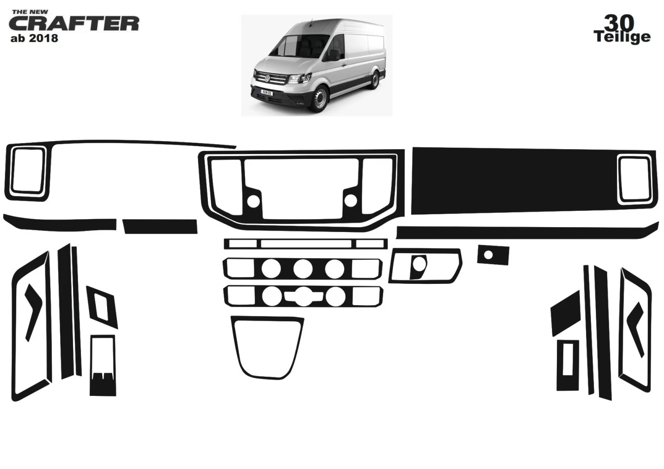 Volkswagen Crafter 2019 3D Interior Dashboard Trim Kit Dash Trim Dekor 30-Parts - 1 - Interior Dash Trim Kit