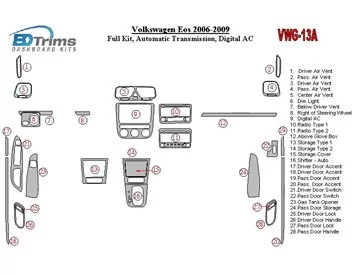 Volkswagen EOS 2006-UP Full Set, Automatic Gear Interior BD Dash Trim Kit