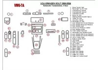 Volkswagen Golf 1999-2004 4 Doors, Automatic Gear Interior BD Dash Trim Kit - 2 - Interior Dash Trim Kit Volkswagen Golf 1999-2004 4 Doors, Automatic Gear Interior BD Dash Trim Kit - 2 - Interior Dash Trim Kit