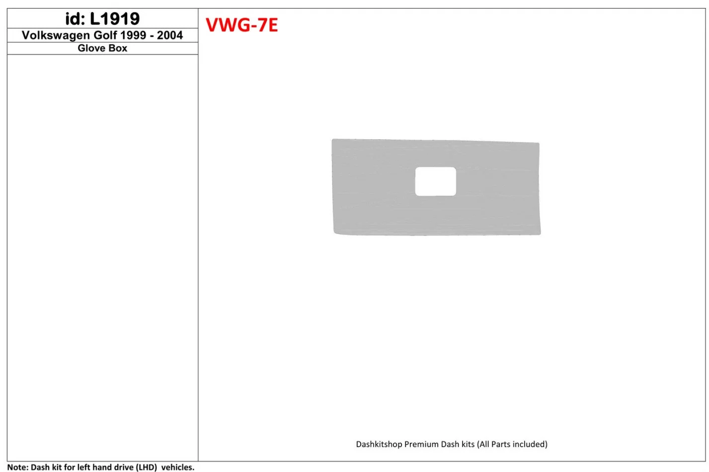 Volkswagen Golf 1999-2004 Optional glowe-box Interior BD Dash Trim Kit - 1 - Interior Dash Trim Kit