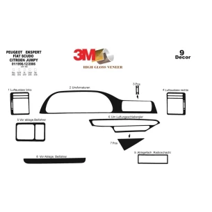 Peugeot Expert 01.96-12.06 3D Interior Dashboard Trim Kit Dash Trim Dekor 9-Parts 2