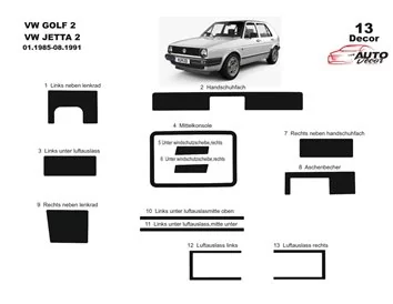 Volkswagen Golf II Jetta II 01.85-07.91 3D Interior Dashboard Trim Kit Dash Trim Dekor 13-Parts