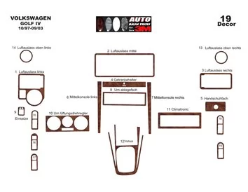 Volkswagen Golf IV 10.97-09.03 3D Interior Dashboard Trim Kit Dash Trim Dekor 19-Parts - 3 - Interior Dash Trim Kit