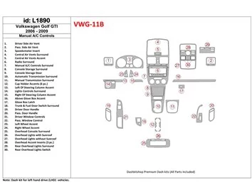 Volkswagen Golf V GTI 2006-UP Manual Gearbox A/C Control Interior BD Dash Trim Kit - 1 - Interior Dash Trim Kit