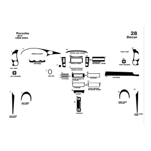 Porsche 911 1998-2004 3D Interior Dashboard Trim Kit Dash Trim Dekor 28-Parts 2
