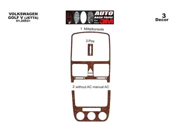 Volkswagen Golf V Jetta 10.03-10.08 3D Interior Dashboard Trim Kit Dash Trim Dekor 3-Parts
