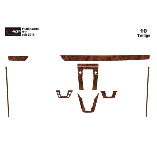 Porsche 911 From 2019 3D Interior Dashboard Trim Kit Dash Trim Dekor 10-Parts 2