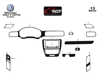 Volkswagen Jetta 01.2010 3D Interior Dashboard Trim Kit Dash Trim Dekor 16-Parts - 5 - Interior Dash Trim Kit