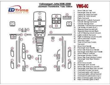 Volkswagen Jetta 2005-2009 Automatic Gear, Value Edition Interior BD Dash Trim Kit - 2 - Interior Dash Trim Kit