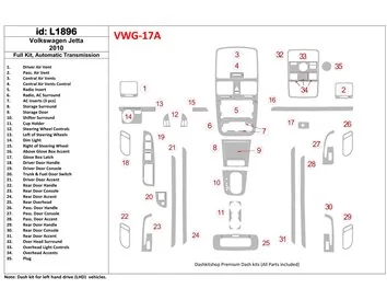 Volkswagen Jetta 2010-2010 Full Set, Automatic Gear Interior BD Dash Trim Kit