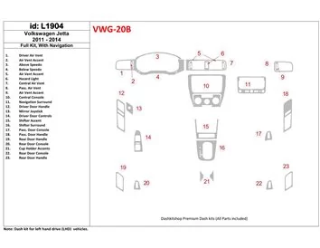 Volkswagen Jetta 2011-UP Full Set, With NAVI Interior BD Dash Trim Kit - 1 - Interior Dash Trim Kit