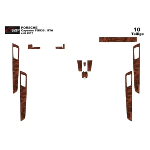 Porsche Cayenne 2018 9Y0 / 9Y3 3D Interior Dashboard Trim Kit Dash Trim Dekor 17-Parts 2