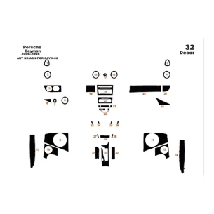 PORSCHE CAYMAN 987 2006-2012 3D Interior Dashboard Trim Kit Dash Trim Dekor 32-Parts