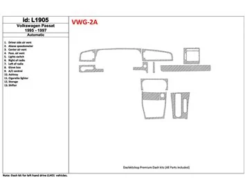 Volkswagen Passat 1995-1997 Automatic Gearbox, 11 Parts set Interior BD Dash Trim Kit - 1 - Interior Dash Trim Kit