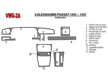 Volkswagen Passat 1995-1997 Automatic Gearbox, 11 Parts set Interior BD Dash Trim Kit - 2 - Interior Dash Trim Kit