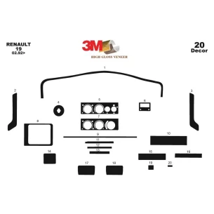 Renault 19 Europa 02.92-12.99 3D Interior Dashboard Trim Kit Dash Trim Dekor 20-Parts 2