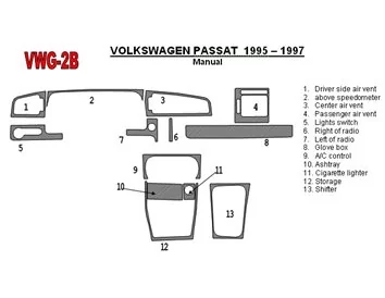 Volkswagen Passat 1995-1997 Manual Gearbox, 11 Parts set Interior BD Dash Trim Kit - 2 - Interior Dash Trim Kit