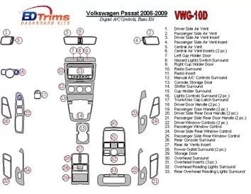 Volkswagen Passat 2006-2009 Automatic AC, Basic Set Interior BD Dash Trim Kit - 2 - Interior Dash Trim Kit