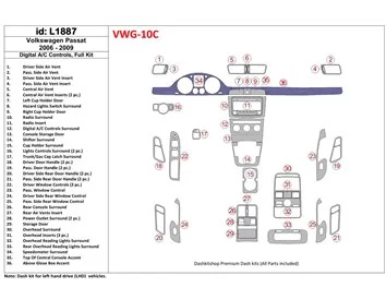 Volkswagen Passat 2006-2009 Full Set, Automatic AC Control Interior BD Dash Trim Kit - 1 - Interior Dash Trim Kit