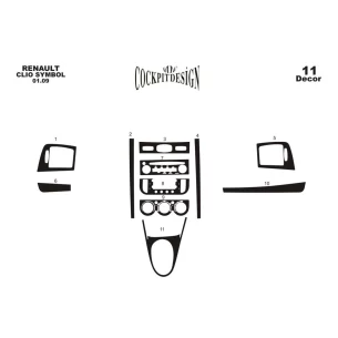 Renault Clio Symbol 10.2008 3D Interior Dashboard Trim Kit Dash Trim Dekor 11-Parts 2