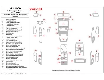 Volkswagen Passat 2010-UP Basic Set, Automatic A/C, Navigation system Interior BD Dash Trim Kit - 1 - Interior Dash Trim Kit