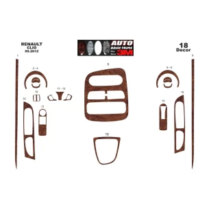 Renault Clio-4 09.2012 3D Interior Dashboard Trim Kit Dash Trim Dekor 16-Parts 2