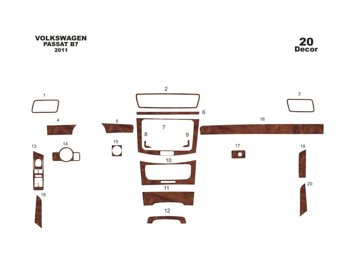 Volkswagen Passat B7 01.2010 3D Interior Dashboard Trim Kit Dash Trim Dekor 17-Parts - 1 - Interior Dash Trim Kit