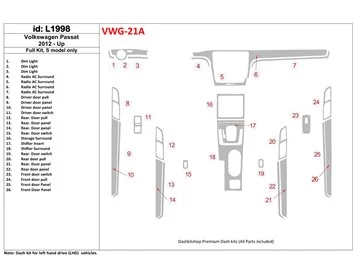 Volkswagen Passat B7 2012-UP S Model Interior BD Dash Trim Kit - 1 - Interior Dash Trim Kit