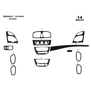 Renault Fluence 01.2010 3D Interior Dashboard Trim Kit Dash Trim Dekor 13-Parts 2