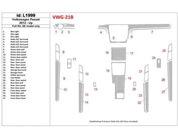 Volkswagen Passat B7 2012-UP SE Model Interior BD Dash Trim Kit - 1 - Interior Dash Trim Kit
