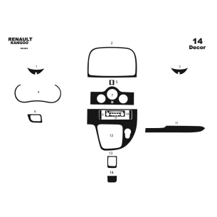 Renault Kangoo 2008-2011 3D Interior Dashboard Trim Kit Dash Trim Dekor 14-Parts 2