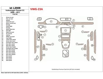 Volkswagen Passat CC 2009-2011 Full Set Interior BD Dash Trim Kit - 1 - Interior Dash Trim Kit