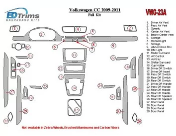 Volkswagen Passat CC 2009-2011 Full Set Interior BD Dash Trim Kit - 2 - Interior Dash Trim Kit