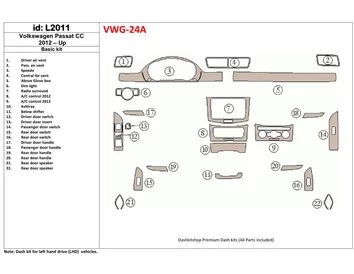 Volkswagen Passat CC 2012-UP Basic Set Interior BD Dash Trim Kit - 1 - Interior Dash Trim Kit